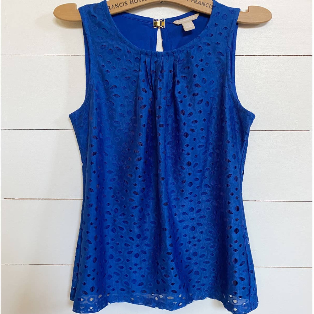 Banana Republic Royal Blue Eyelet Lace Sleeveless top NWOT
